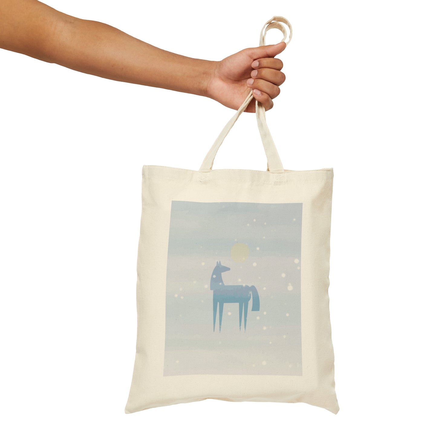 Horse Under the Snow Winter Landscape Art Canvas Shopping Cotton Tote Bag