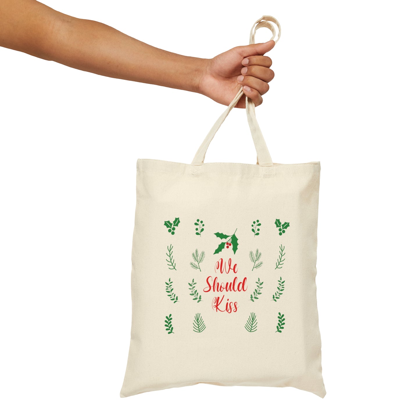 We Should Kiss Leaves Quotes Canvas Shopping Cotton Tote Bag