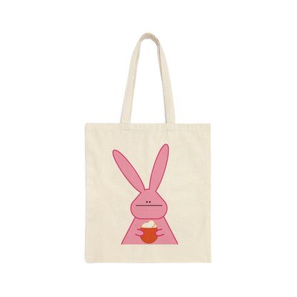 Pumpkin Latte The Fall Mood Pink Rabbit Canvas Shopping Cotton Tote Bag