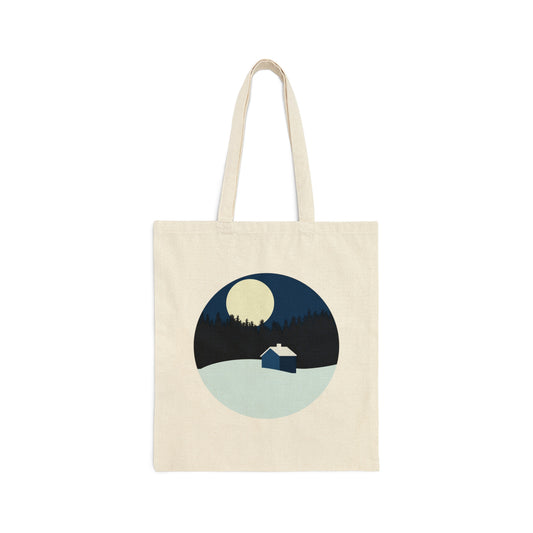 Winter Night Outdoor Minimal Art Canvas Shopping Cotton Tote Bag