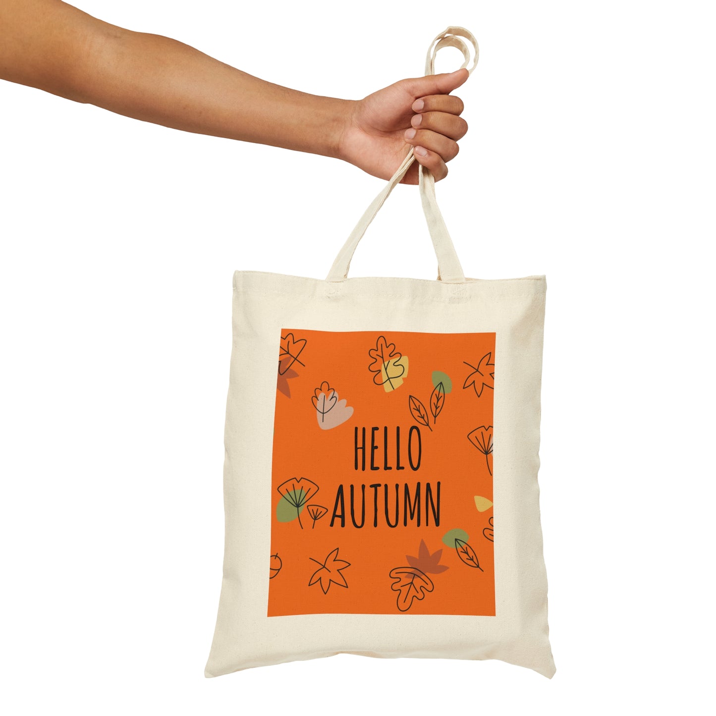 Hello Autumn Minimal Natural Graphic Canvas Shopping Cotton Tote Bag