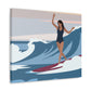 Serenity by the Sea Woman Surfing Art Canvas Aesthetic Canvas Gallery Wraps