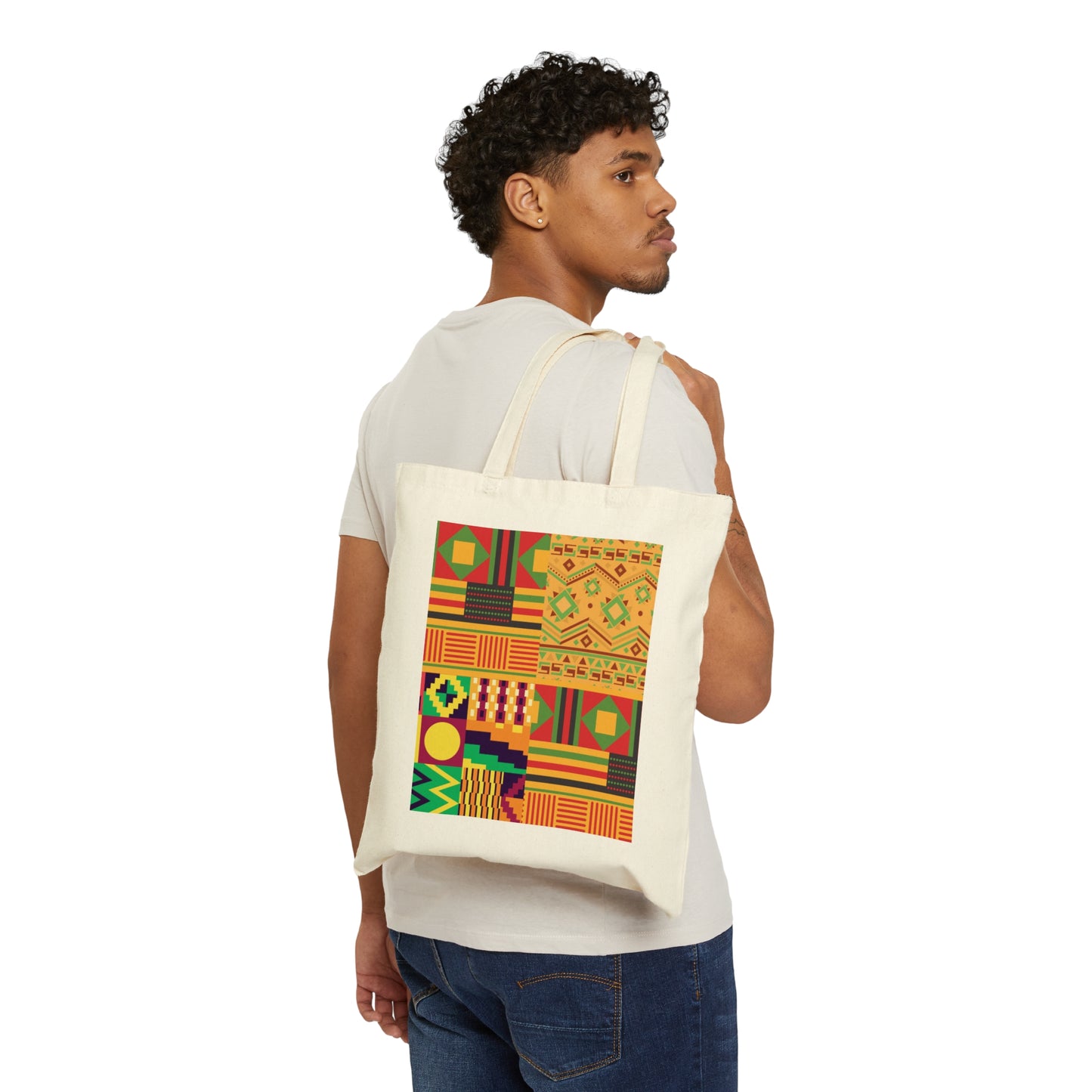 Patchwork Pattern Quilting Abstract Traditional Design Canvas Shopping Cotton Tote Bag