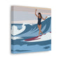 Serenity by the Sea Woman Surfing Art Canvas Aesthetic Canvas Gallery Wraps