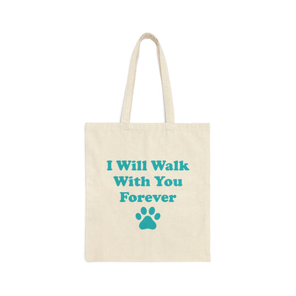 I Will Walk With You Forever Cat Lover Art Canvas Shopping Cotton Tote Bag