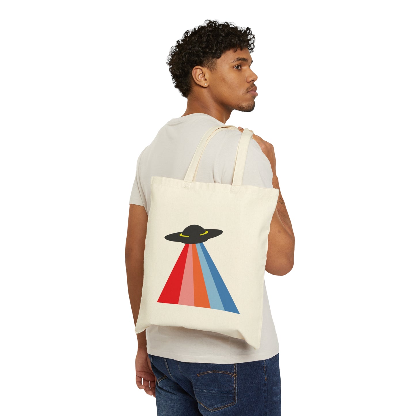 UFO Poster Minimal Art Aliens Arrival Canvas Shopping Cotton Tote Bag