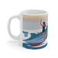 Serenity by the Sea Woman Surfing Art Ceramic Mug 11oz