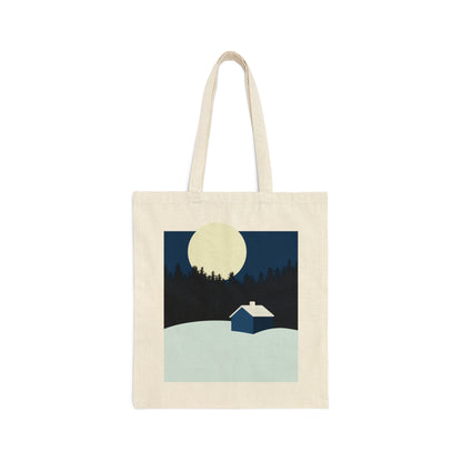 Winter Night Outdoor Minimal Art Canvas Shopping Cotton Tote Bag