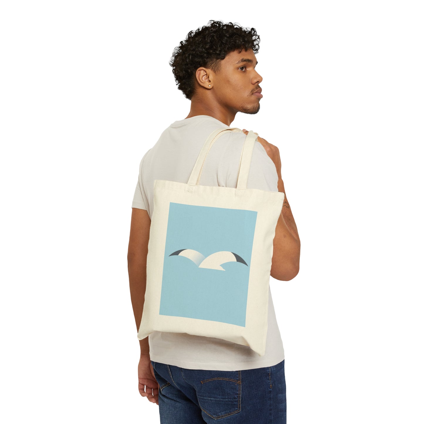 Seagull Flying Bird Minimal Abstract Art Aesthetic Canvas Shopping Cotton Tote Bag