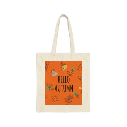 Hello Autumn Minimal Natural Graphic Canvas Shopping Cotton Tote Bag