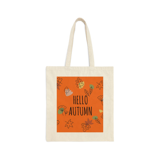 Hello Autumn Minimal Natural Graphic Canvas Shopping Cotton Tote Bag