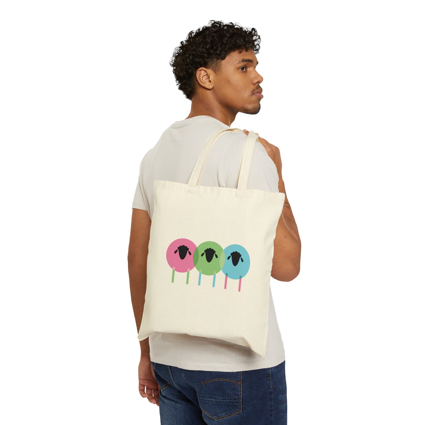 Sheeps Colored Trio Funny Humor Canvas Shopping Cotton Tote Bag