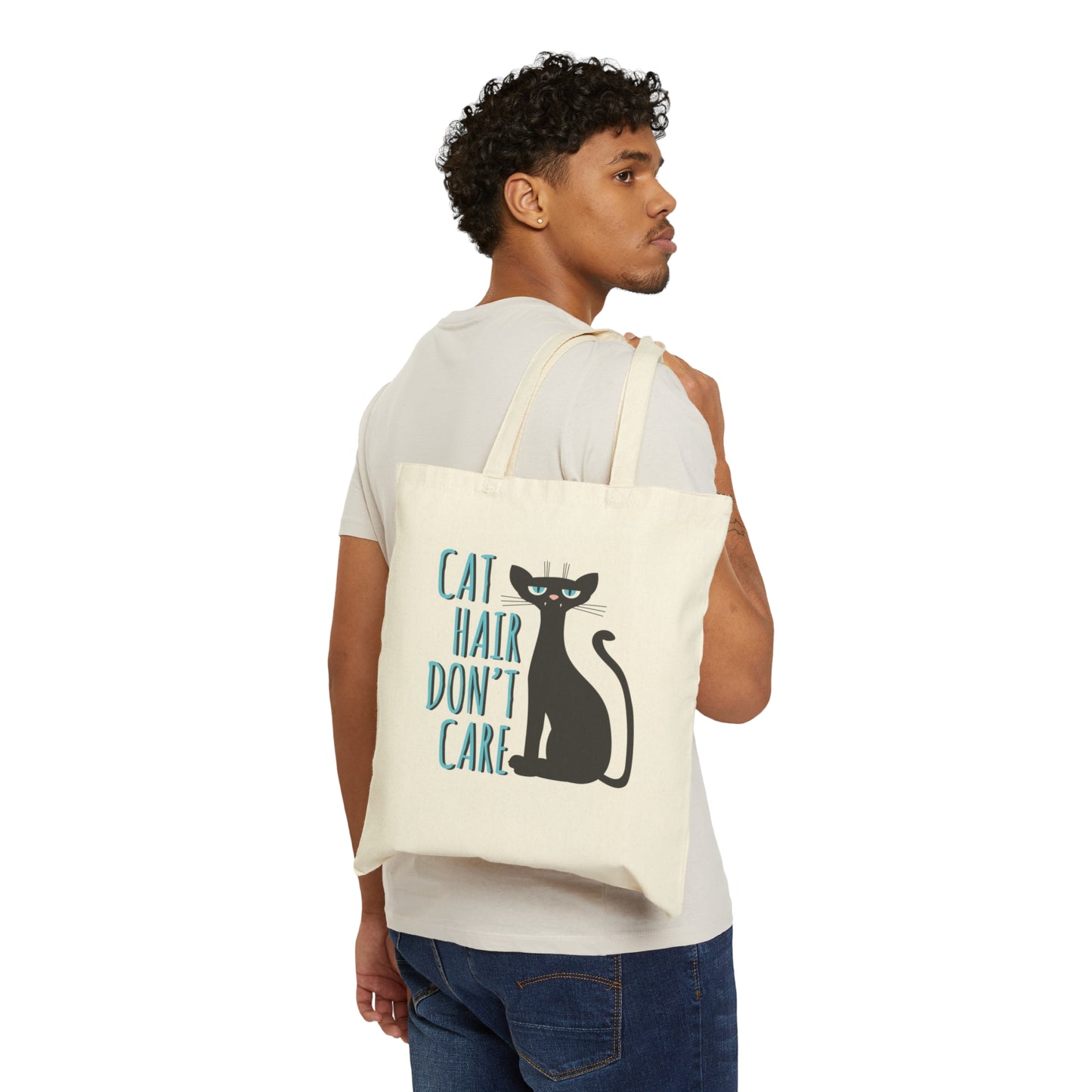 Cat Hair Don't Care Funny Cats Memes Canvas Shopping Cotton Tote Bag