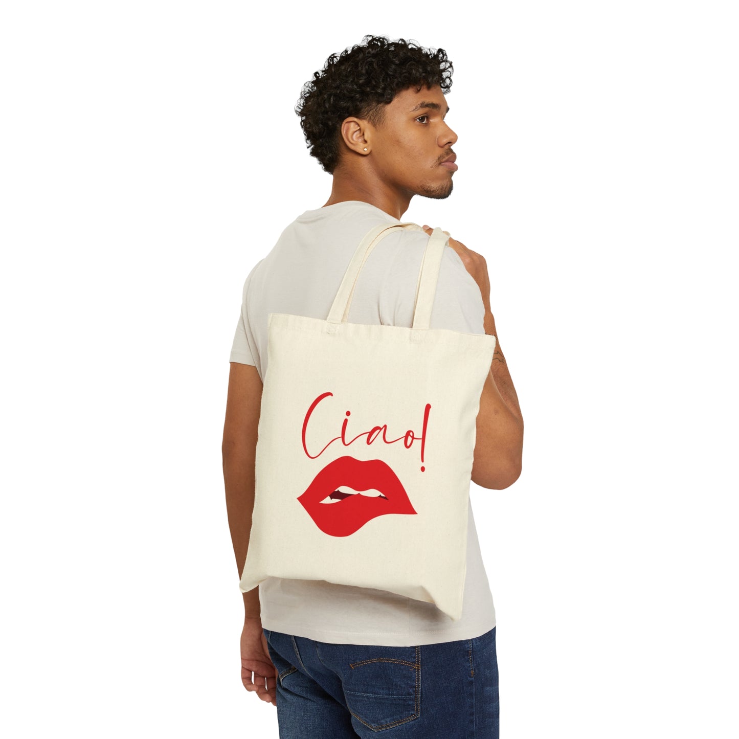 Ciao Hello Goodbye Red Lips Lipstick Lipstick Canvas Shopping Cotton Tote Bag