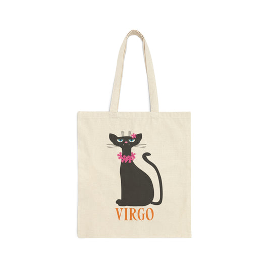 Virgo Cat Zodiac Sign Cute Funny  Canvas Shopping Cotton Tote Bag