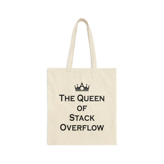 The Queen of Stack Overflow IT Funny Coding Canvas Shopping Cotton Tote Bag