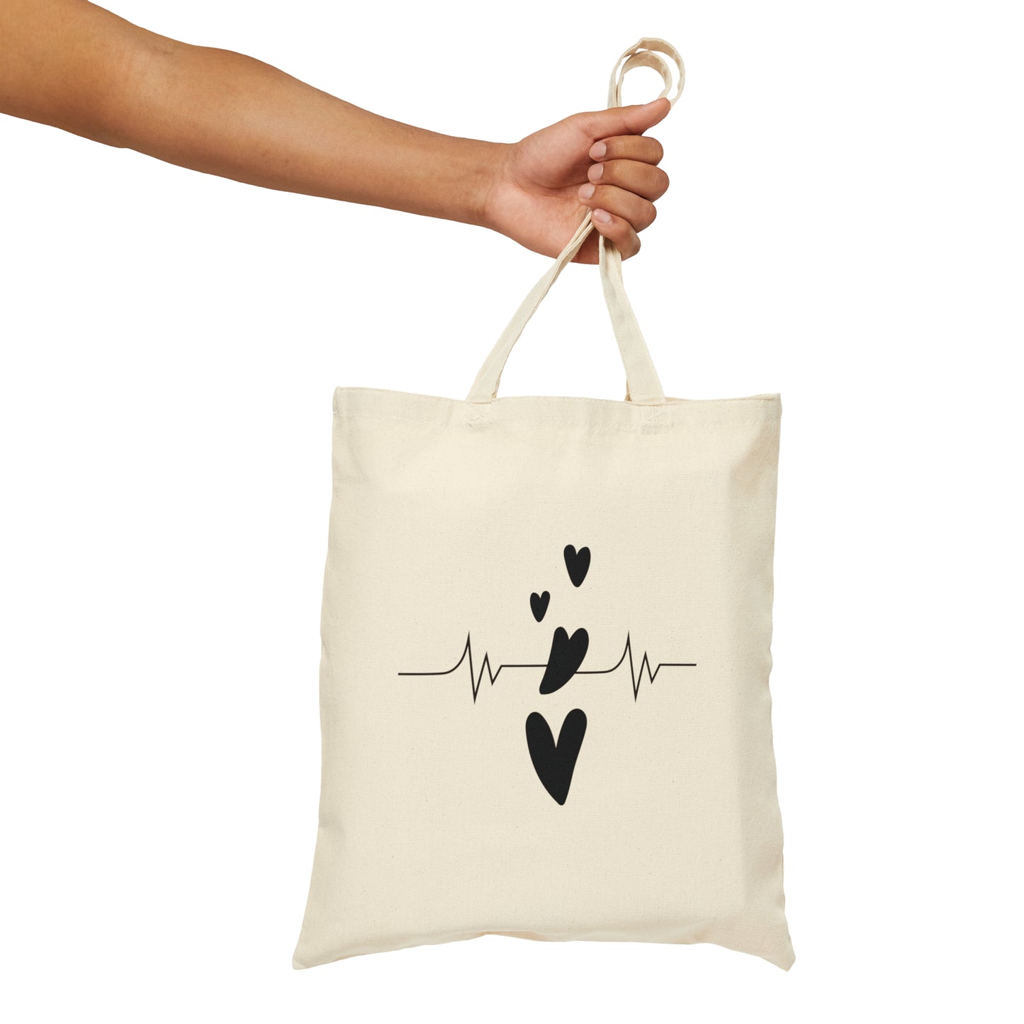 Heartbeat in Love Romantic Heart Canvas Shopping Cotton Tote Bag