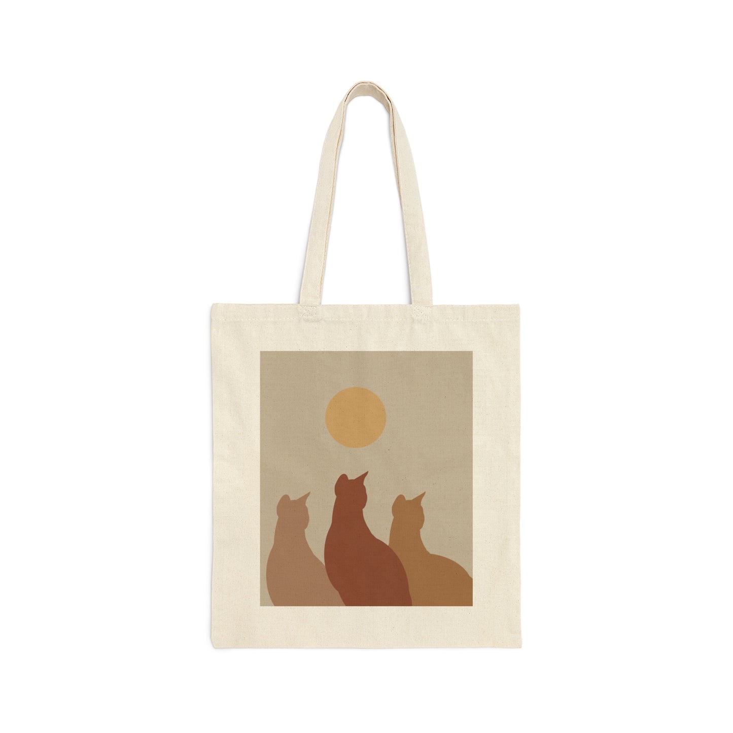 Abstract Boho Cats Relaxed Aesthetic Beige Minimalist Art Canvas Shopping Cotton Tote Bag