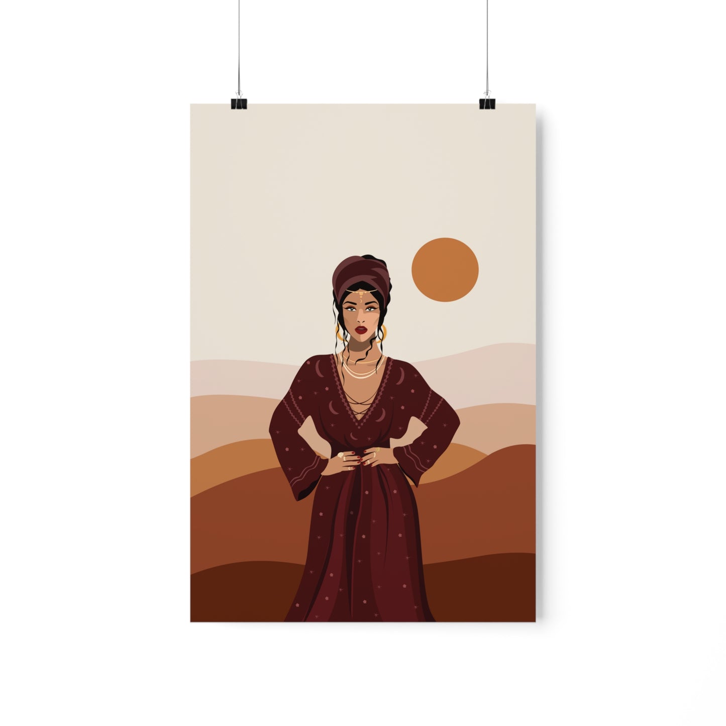 Sand Woman Desert Boho Style Art Classic Premium Matte Vertical Posters