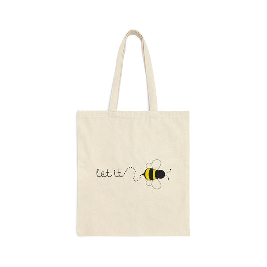 Let it Bee Positive Slogans Canvas Shopping Cotton Tote Bag