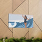 Serenity by the Sea Woman Surfing Art Canvas Aesthetic Canvas Gallery Wraps