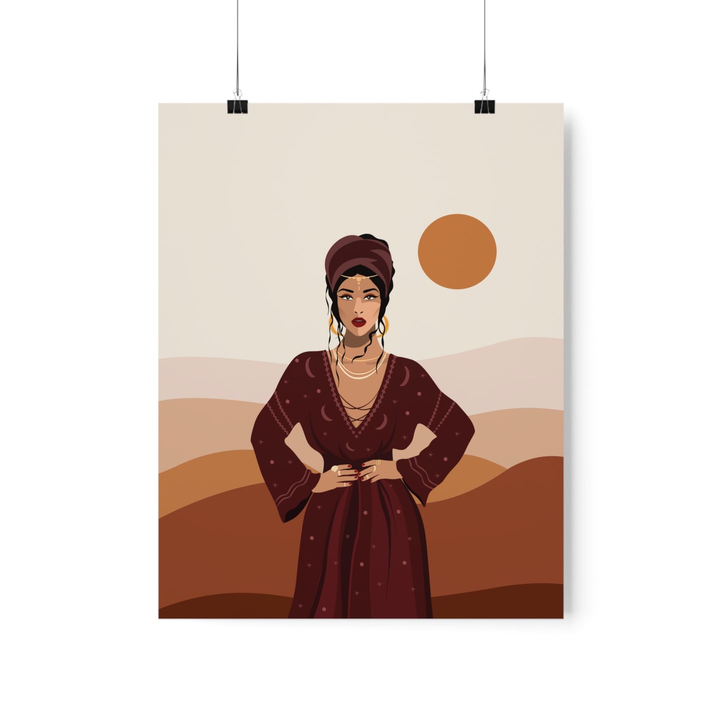 Sand Woman Desert Boho Style Art Classic Premium Matte Vertical Posters