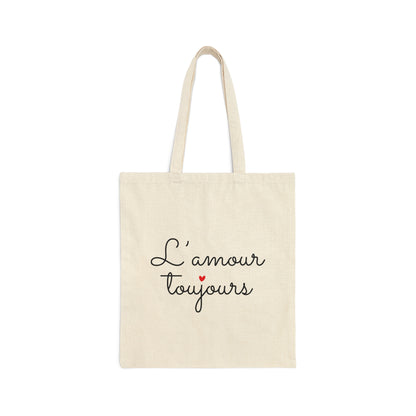 Love Forever L'Amour Toujours Love Typography Valentines Idea Canvas Shopping Cotton Tote Bag