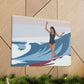 Serenity by the Sea Woman Surfing Art Canvas Aesthetic Canvas Gallery Wraps