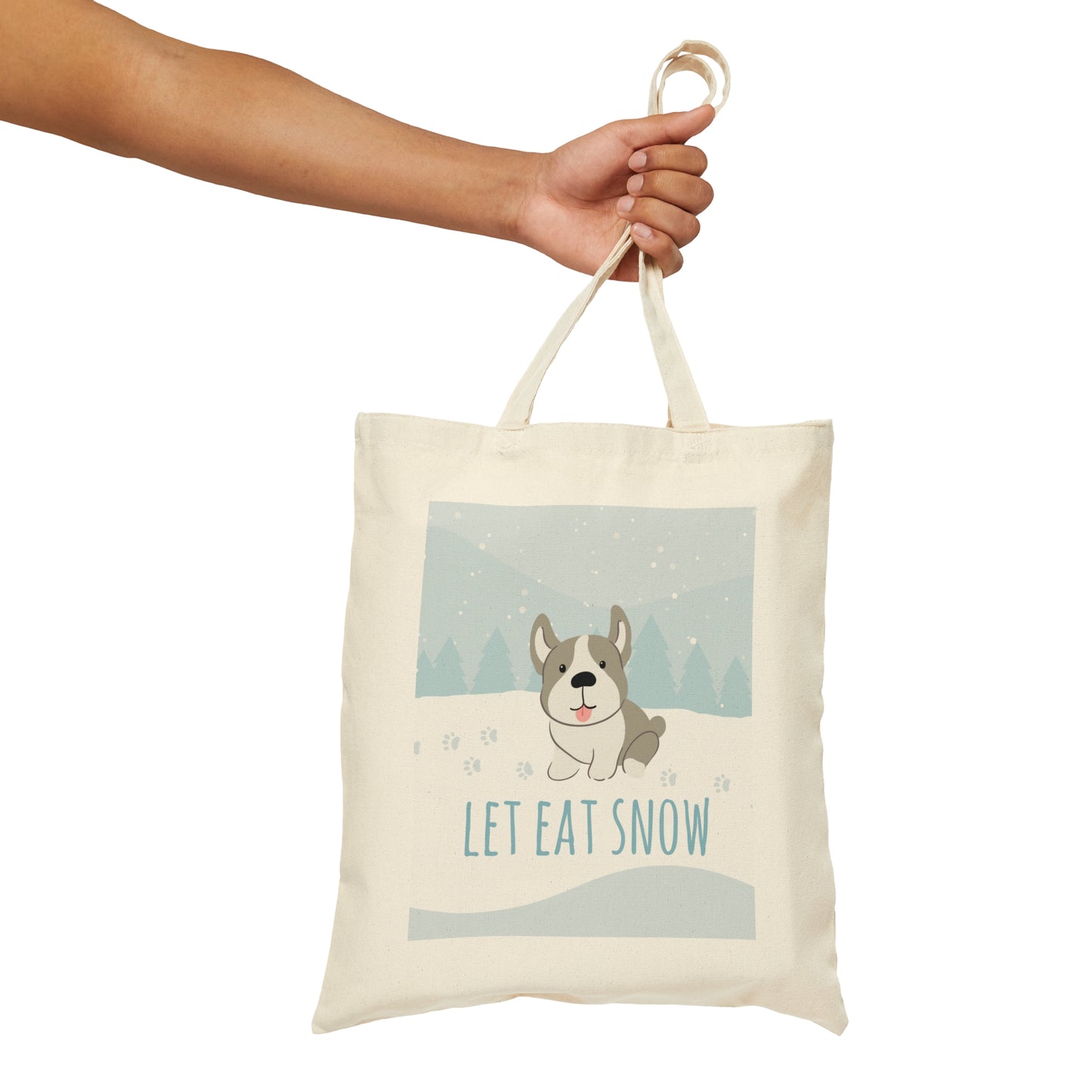 Let Eat Snow Cute Dog Anime Snow Canvas Shopping Cotton Tote Bag