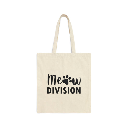 Meow Division Funny Cat Meme Quotes Canvas Shopping Cotton Tote Bag