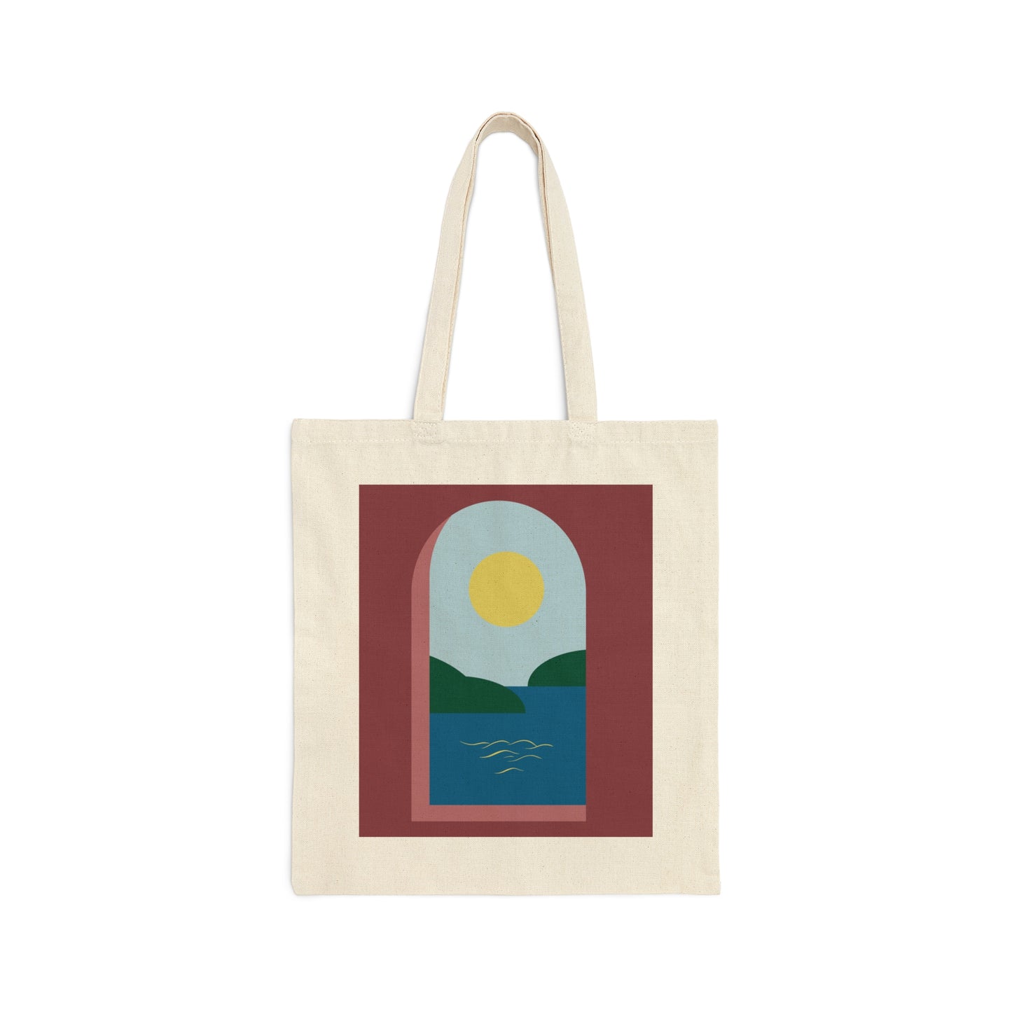 Minimal Art Print Italy Sea View Landscape Canvas Shopping Cotton Tote Bag