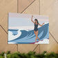 Serenity by the Sea Woman Surfing Art Canvas Aesthetic Canvas Gallery Wraps