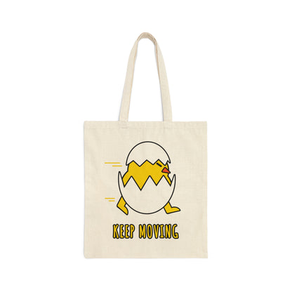 Keep Moving Never Give Up Funny Bird Chiсken Egg Mozaic Canvas Shopping Cotton Tote Bag