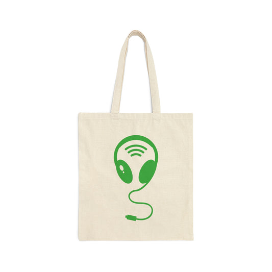 Aliens Headphones Humor Saying Quotes Canvas Shopping Cotton Tote Bag