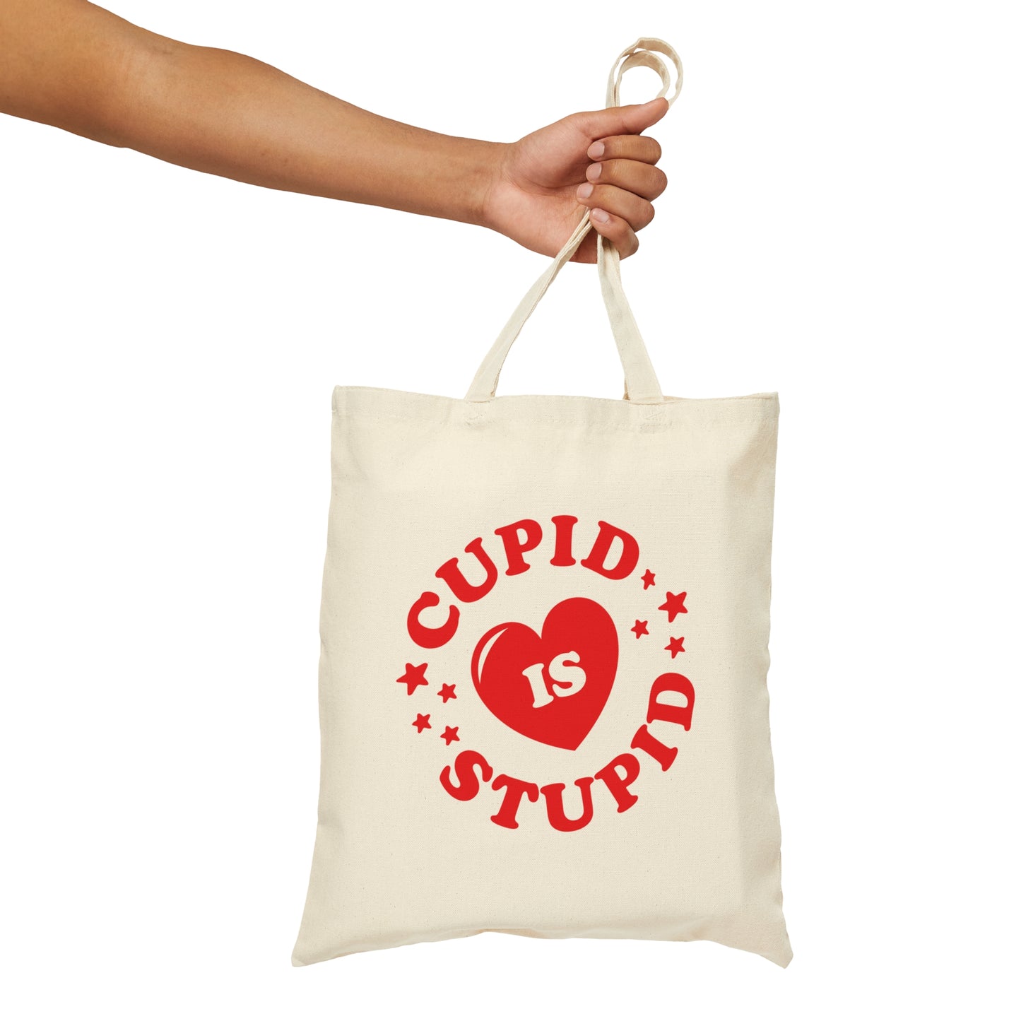 Cupid is Stupid Valentines Day Canvas Shopping Cotton Tote Bag