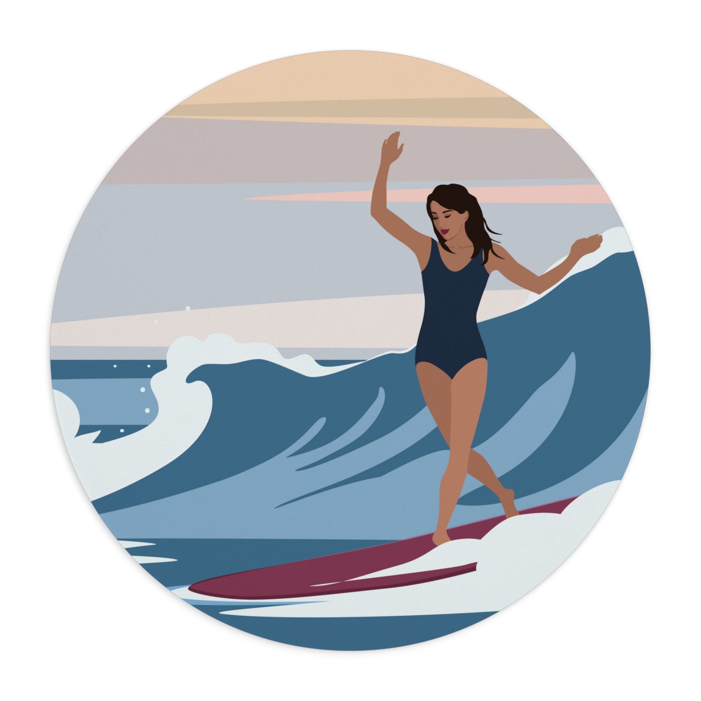 Serenity by the Sea Woman Surfing Art Non-slip Creative Design Mouse Pad
