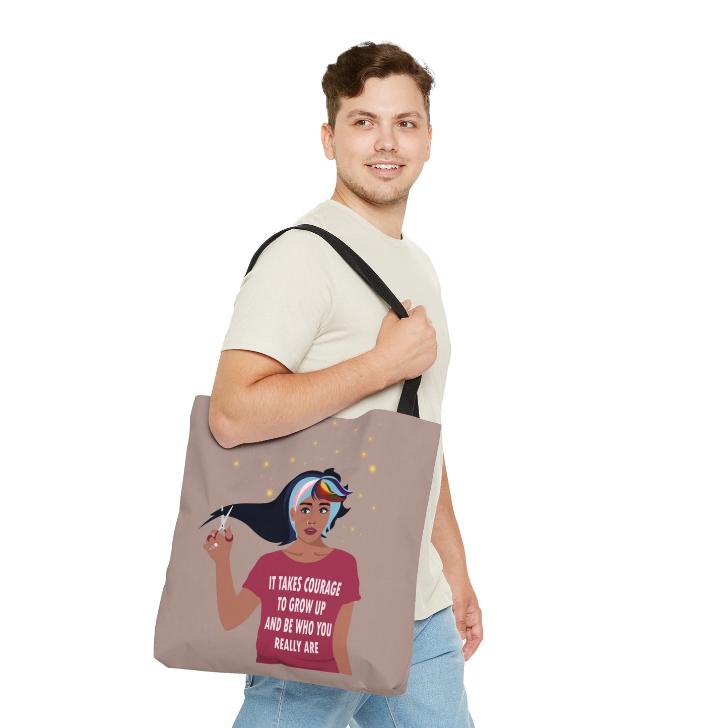 Be Who You Are LGBT Motivational Quotes AOP Tote Bag