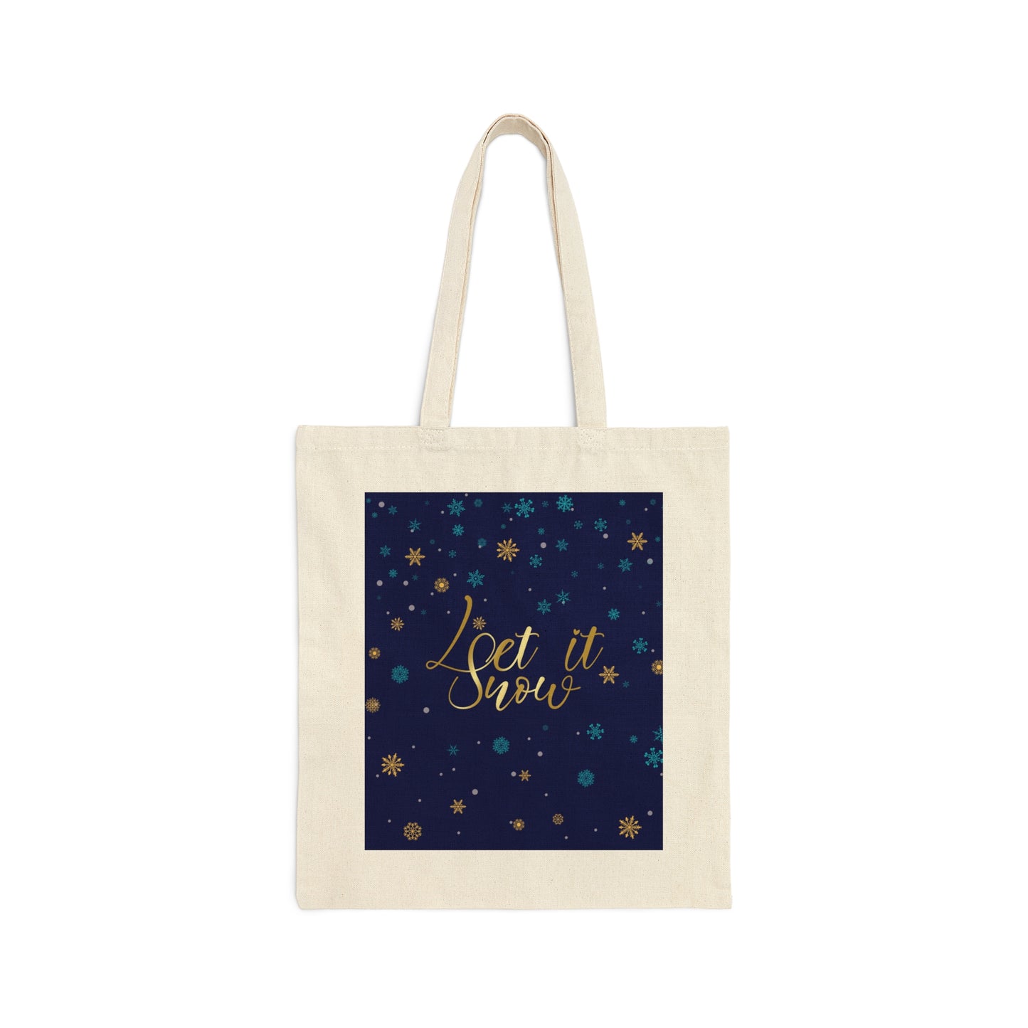 Let it Snow Pattern Christmas Typography Canvas Shopping Cotton Tote Bag