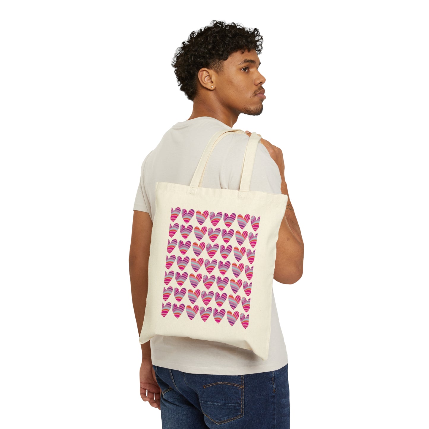 Love Pattern Modern Romantic Heart Canvas Shopping Cotton Tote Bag