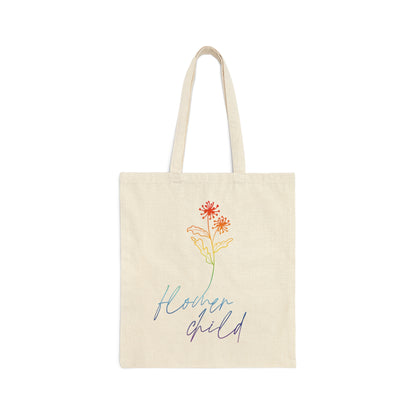 Flower Child Minimalist Art Rainbow Canvas Shopping Cotton Tote Bag