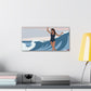 Serenity by the Sea Woman Surfing Art Canvas Aesthetic Canvas Gallery Wraps