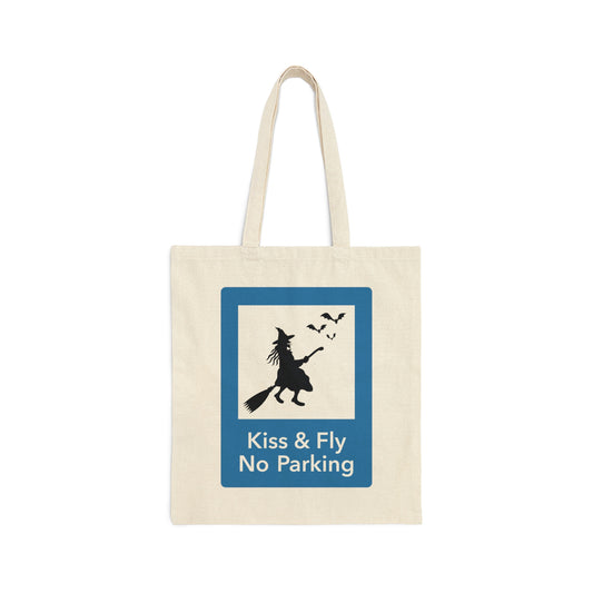 Kiss and Fly - No Parking Halloween Wizard Car Parking Canvas Shopping Cotton Tote Bag