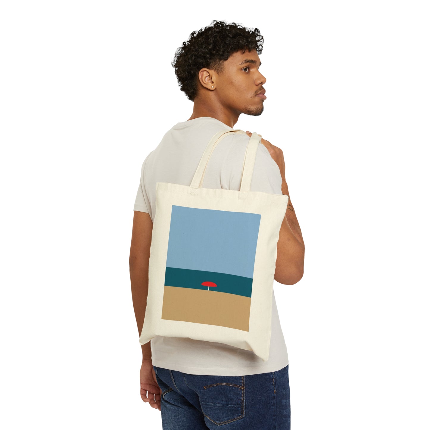 Sea View Beach Sand Landscape Minimalist Abstract Art Canvas Shopping Cotton Tote Bag