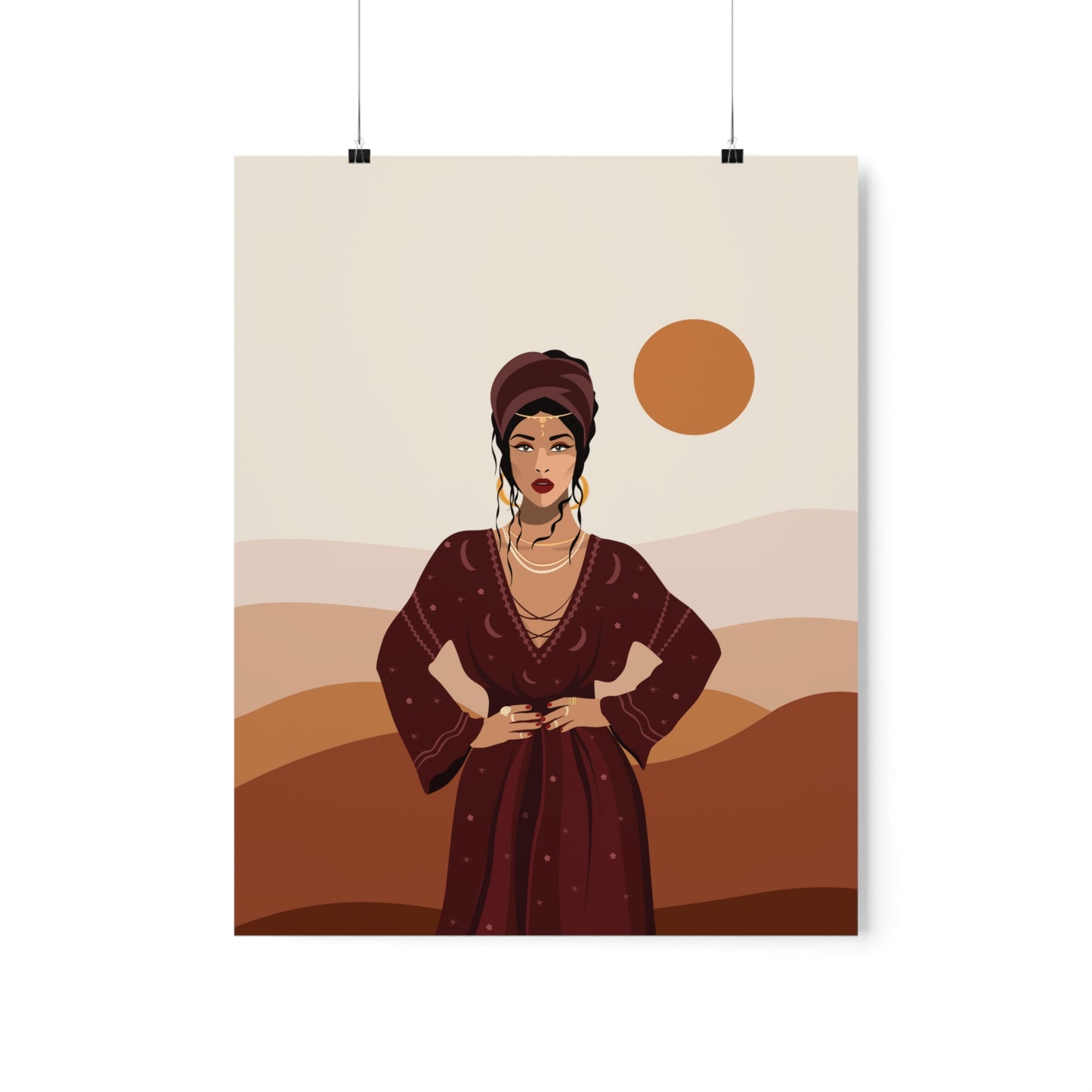 Sand Woman Desert Boho Style Art Classic Premium Matte Vertical Posters