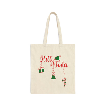 Hello Winter! Holidays are coming! Christmas Gift Canvas Shopping Cotton Tote Bag
