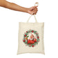 Christmas Wreath Santa Claus Traditional Canvas Shopping Cotton Tote Bag