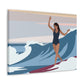 Serenity by the Sea Woman Surfing Art Canvas Aesthetic Canvas Gallery Wraps