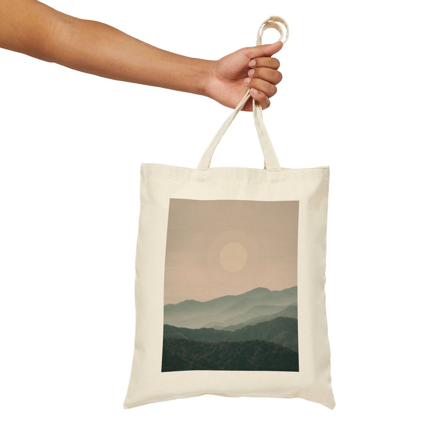 Landscape Foggy Forest Mountains Nature Modern Art Aesthetics Canvas Shopping Cotton Tote Bag