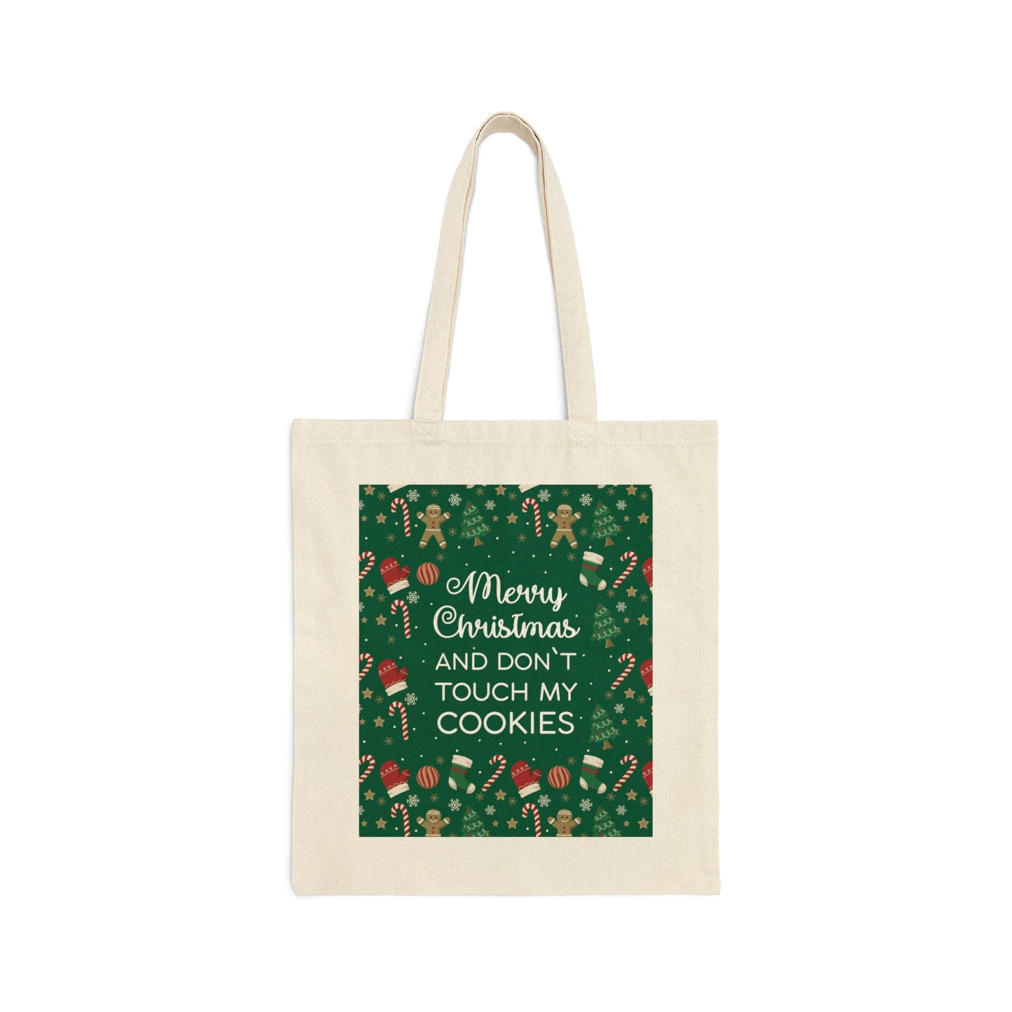 Merry Christmas and Don't Touch my Cookies Quotes Canvas Shopping Cotton Tote Bag