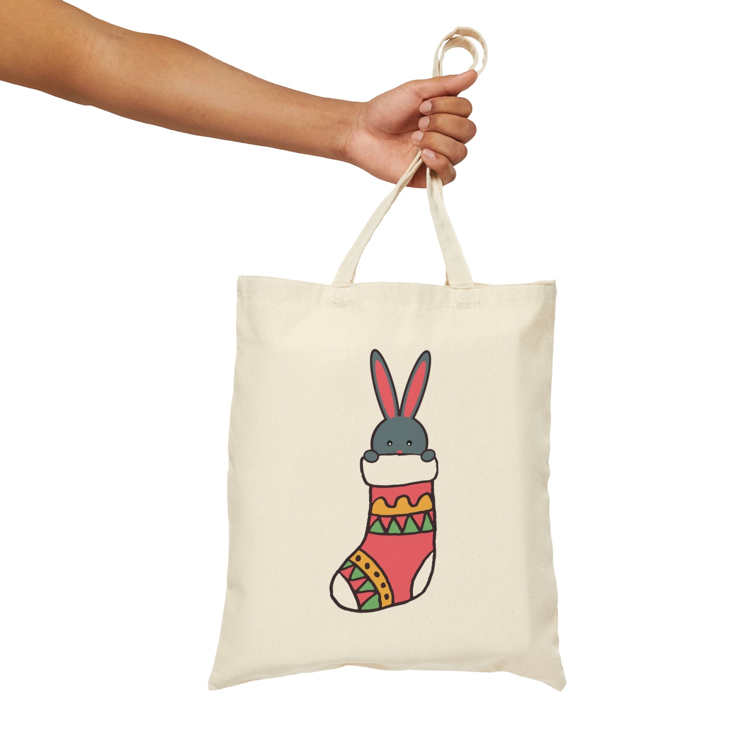 Happy New Year Bunny Christmas Gift Canvas Shopping Cotton Tote Bag